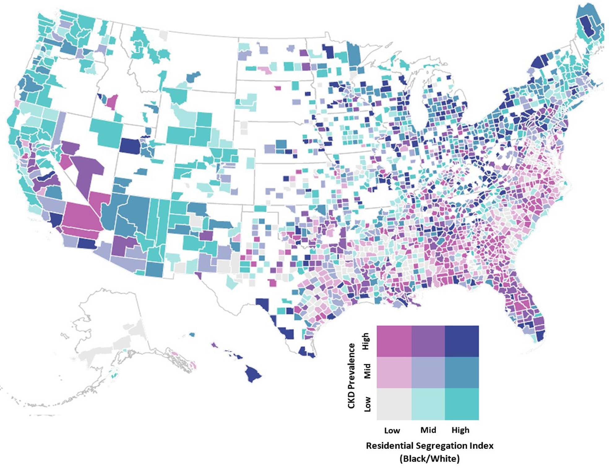 Percentage of the population under the poverty level, by county (2018)