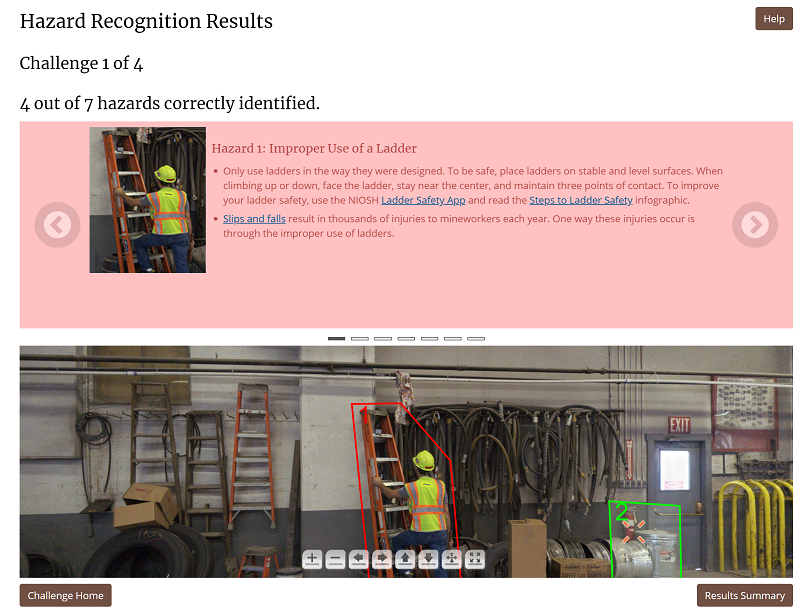 Figure 3: Hazard Recognition Results Page