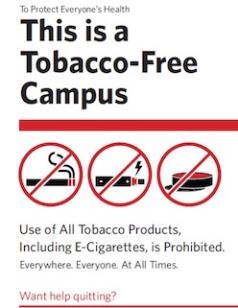 New: Tobacco-free campus sign