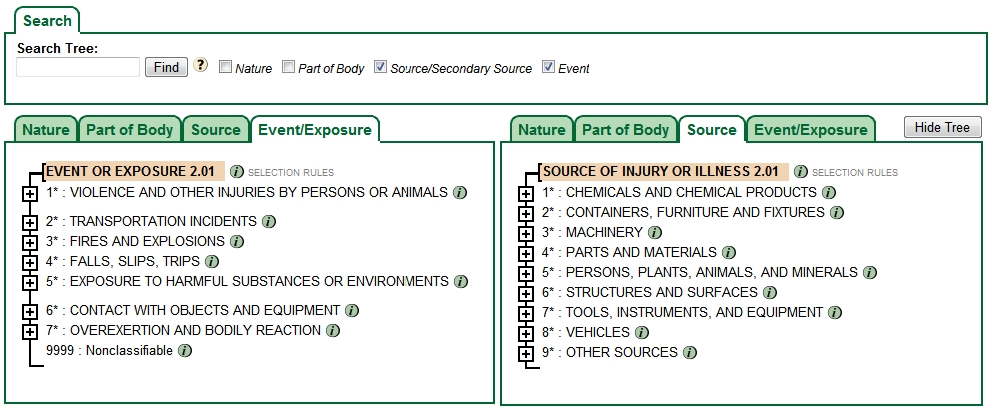 Dual tree view with Event and Source trees displayed