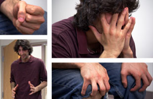 Man showing non-verbal cues of violence: clenched fists and agitation