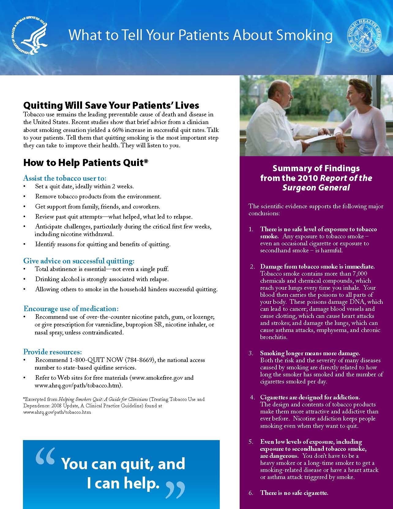 2010 SGR - What to Tell Your Patients About Smoking—A Report of the Surgeon General: How Tobacco Smoke Causes Disease (Clinician Sheet): 25 sheets per package